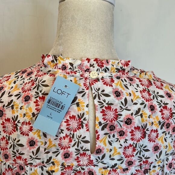 Loft floral long sleeve ruffle blouseSize LP New - Picture 8 of 10